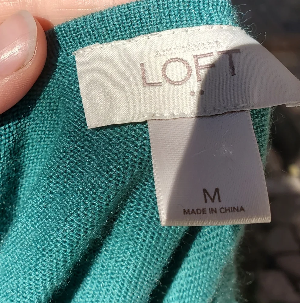 LOFT Teal Long Sleeve Dress - Picture 5 of 6